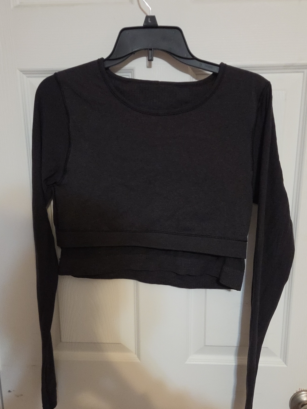 lululemon athletica Black Layered Long Sleeve Crop Top